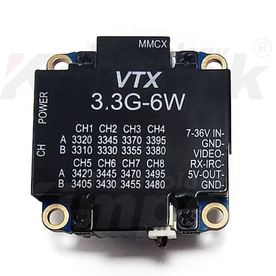 3.3G 6W Ηχομεταδότης 3.3Ghz FPV VTX 8 κανάλια Μεταφορά βίντεο ήχου μεγάλης εμβέλειας
